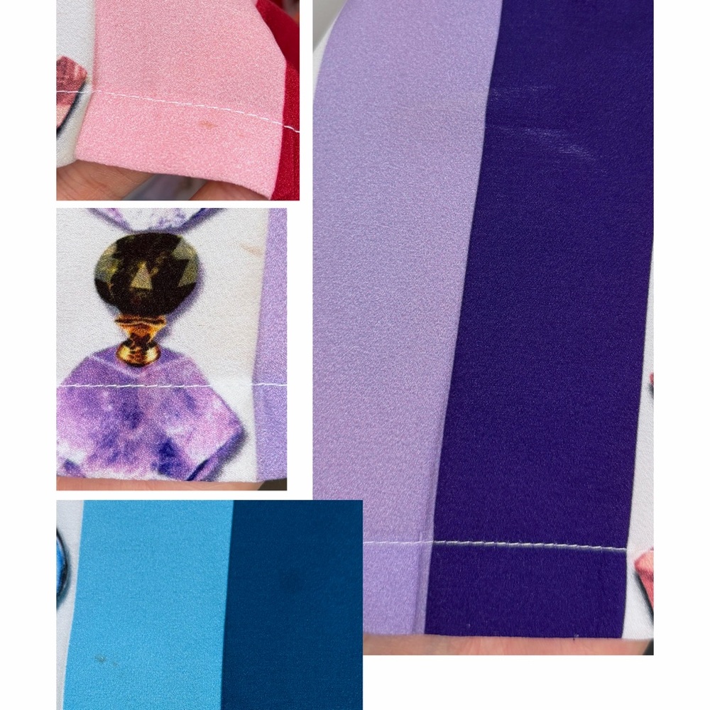 Mary Katrantzou Nyx Perfume Bottle Print Rainbow Stripe Pleated Maxi Skirt US 6 - Picture 16 of 16